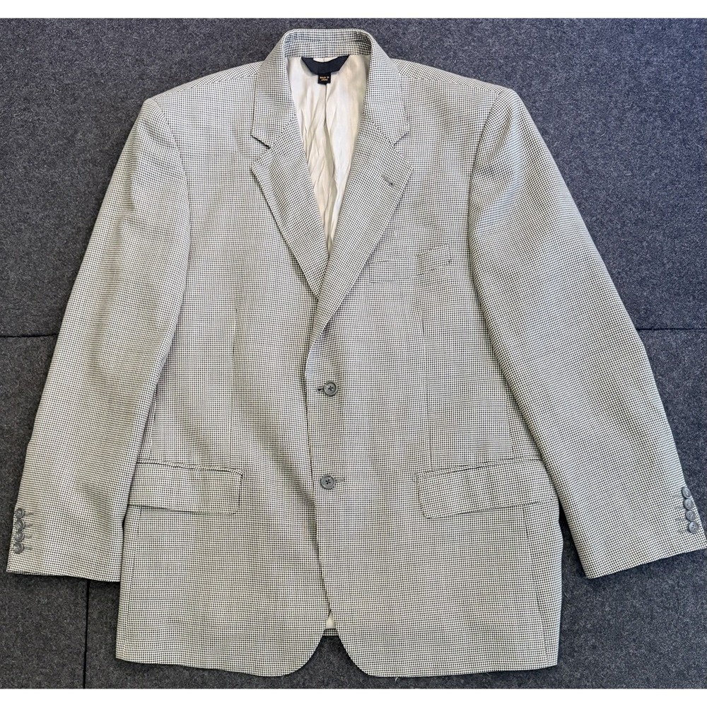 VTG Lanificio di Pray Mens Wool Silk Blazer 44R Houndstooth Sport Coat Baroni